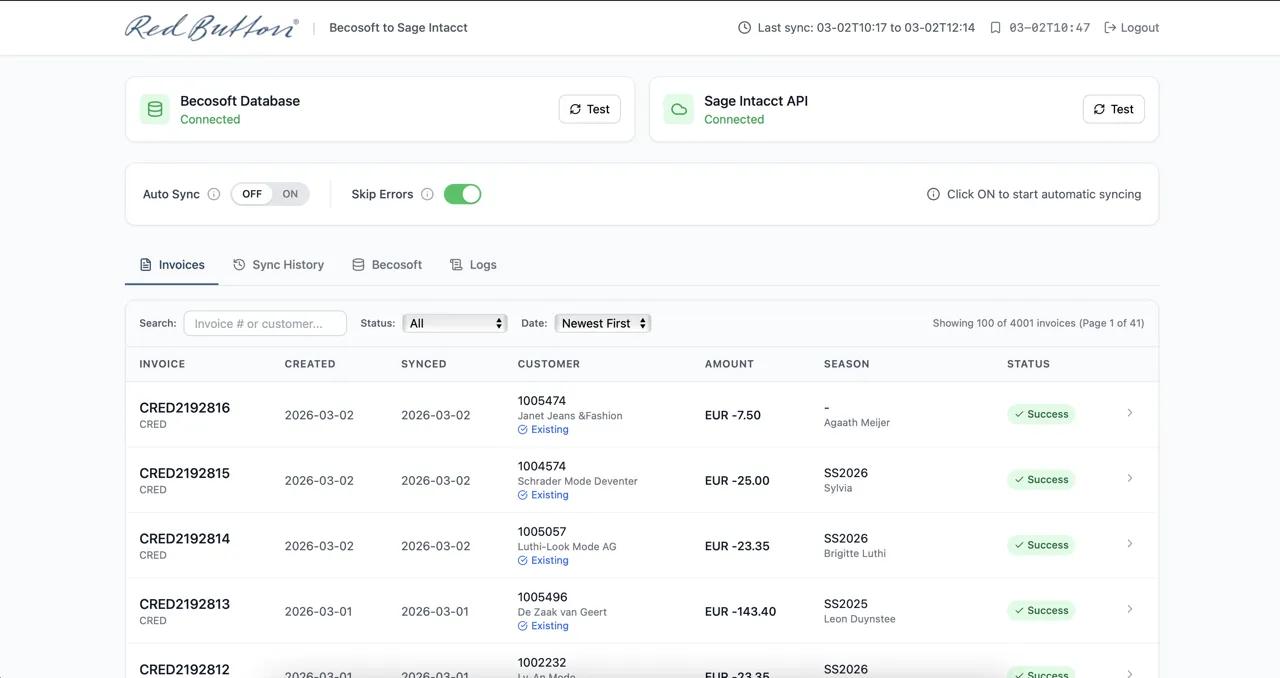 Magic Apparels dashboard